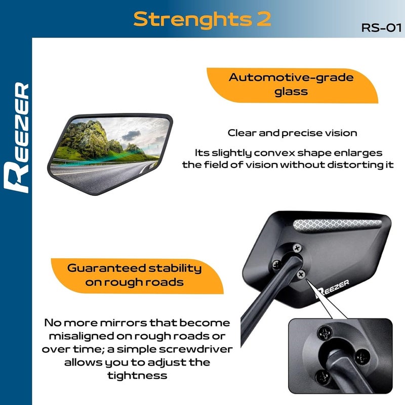 Reezer RS1 - Handlebar Bike mirror, 360° rotatable & foldable, large field of vision, Bicycle rearview mirrors, 0,86" to 1", Reflective - LEFT - Image 4